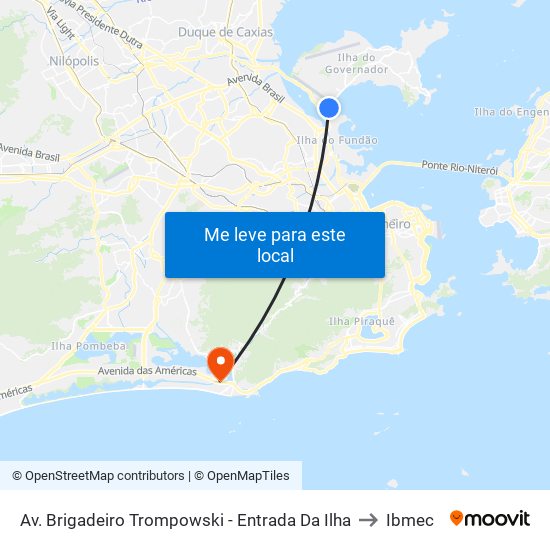 Av. Brigadeiro Trompowski - Entrada Da Ilha to Ibmec map