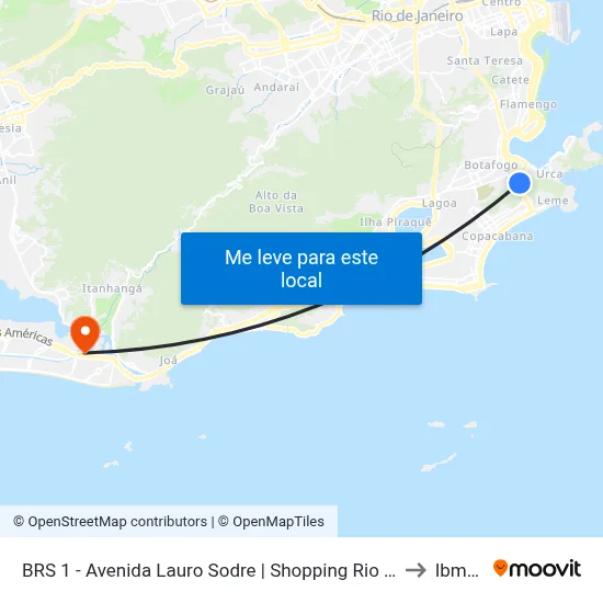 BRS 1 - Avenida Lauro Sodre | Shopping Rio Sul to Ibmec map