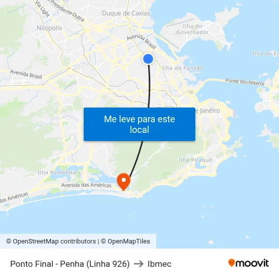 Ponto Final - Penha (Linha 926) to Ibmec map