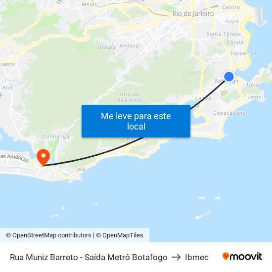 Rua Muniz Barreto - Saída Metrô Botafogo to Ibmec map