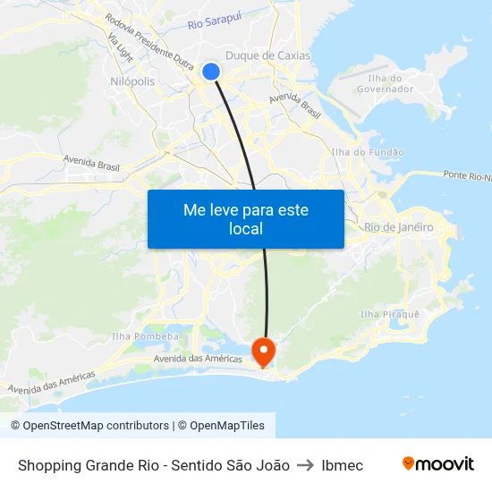 Shopping Grande Rio - Sentido São João to Ibmec map
