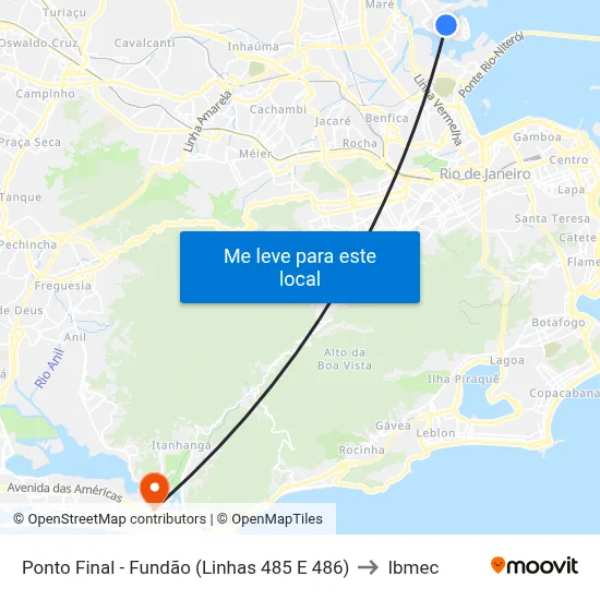 Ponto Final - Fundão (Linhas 485 E 486) to Ibmec map