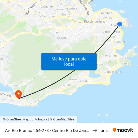 Av. Rio Branco 254-278 - Centro Rio De Janeiro to Ibmec map