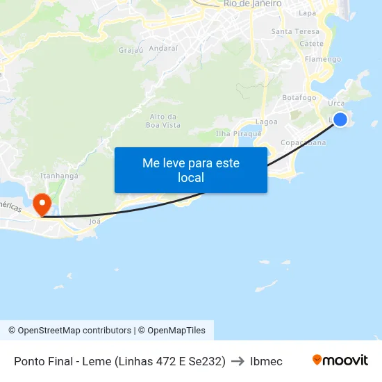 Ponto Final - Leme (Linhas 472 E Se232) to Ibmec map