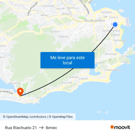 Rua Riachuelo 21 to Ibmec map