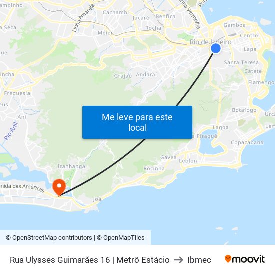 Rua Ulysses Guimarães 16 | Metrô Estácio to Ibmec map