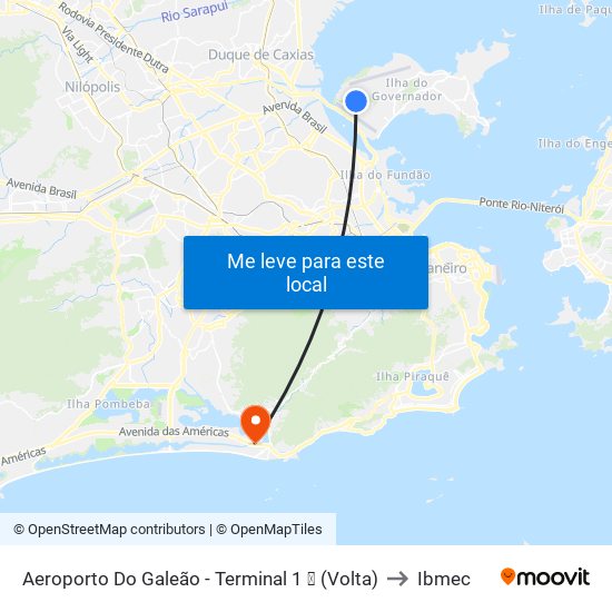 Aeroporto Do Galeão - Terminal 1 ✈ (Volta) to Ibmec map