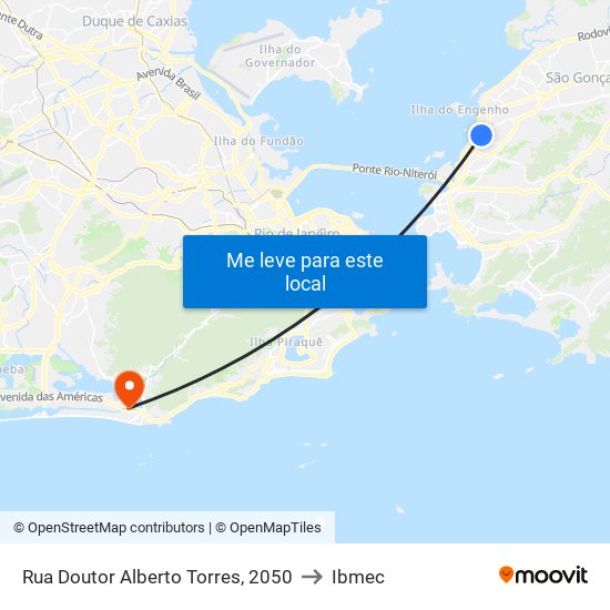 Rua Doutor Alberto Torres, 2050 to Ibmec map