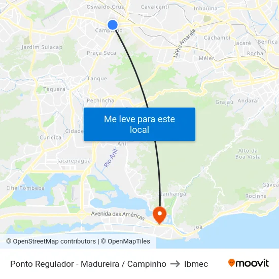 Ponto Regulador - Madureira / Campinho to Ibmec map
