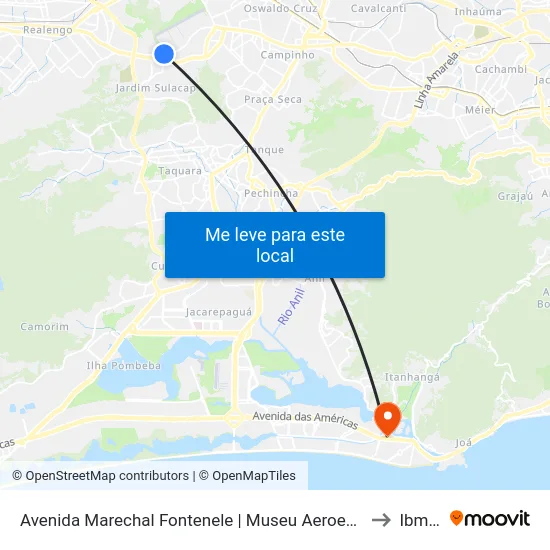 Avenida Marechal Fontenele | Museu Aeroespacial to Ibmec map
