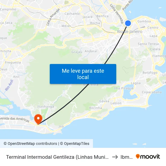 Terminal Intermodal Gentileza (Linhas Municipais) to Ibmec map