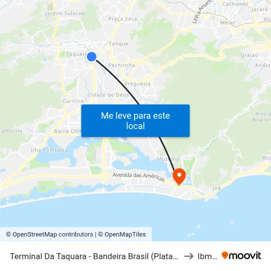Terminal Da Taquara - Bandeira Brasil (Plataforma A) to Ibmec map