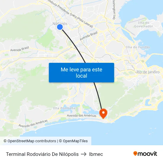 Terminal Rodoviário De Nilópolis to Ibmec map
