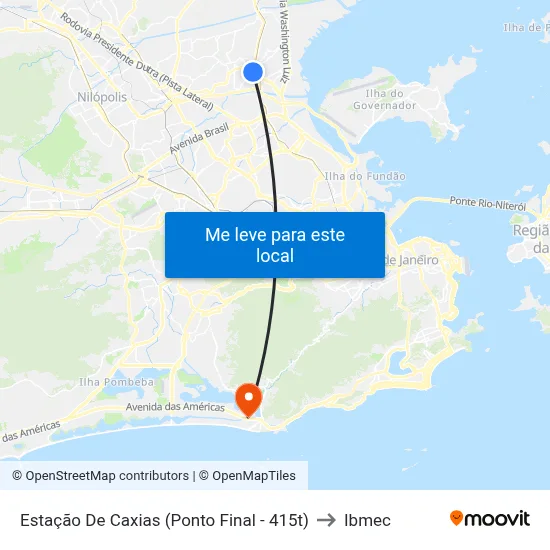 Estação De Caxias (Ponto Final - 415t) to Ibmec map