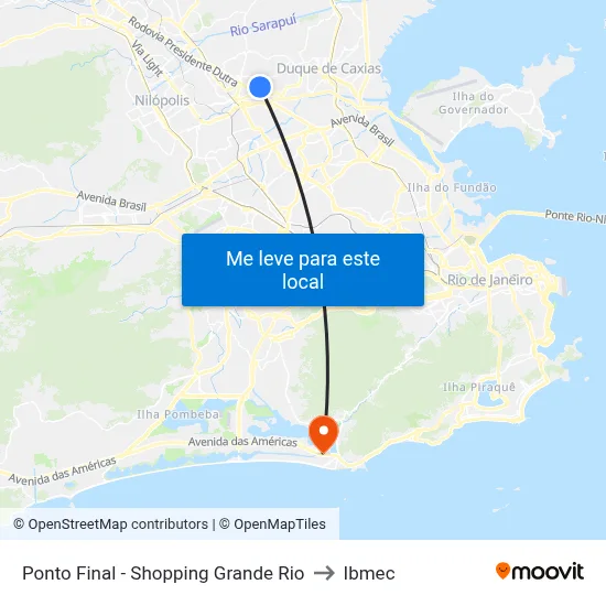 Ponto Final - Shopping Grande Rio to Ibmec map