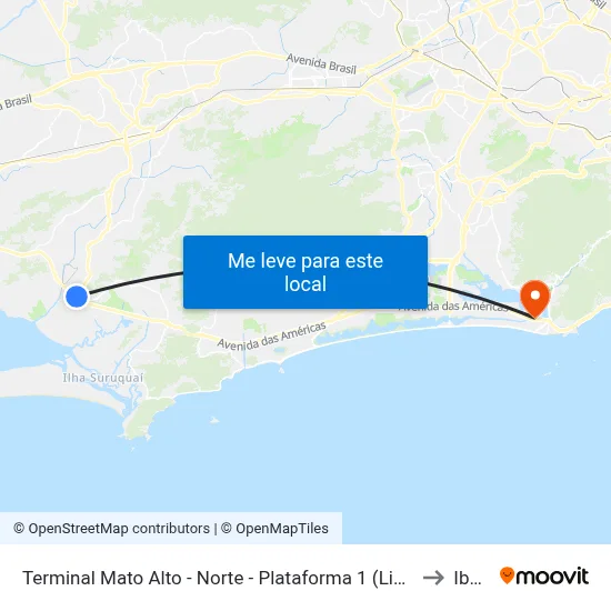 Terminal Mato Alto - Norte - Plataforma 1 (Linhas 853, 872 E 883) to Ibmec map