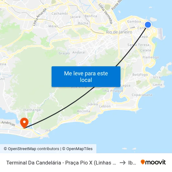 Terminal Da Candelária - Praça Pio X (Linhas 348, 352, 368, 380, 390) to Ibmec map