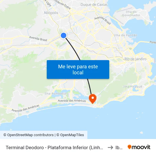 Terminal Deodoro - Plataforma Inferior (Linhas Convencionais) to Ibmec map