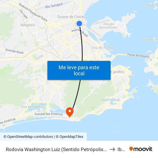 Rodovia Washington Luiz (Sentido Petrópolis) | Viaduto Do Maracanã to Ibmec map