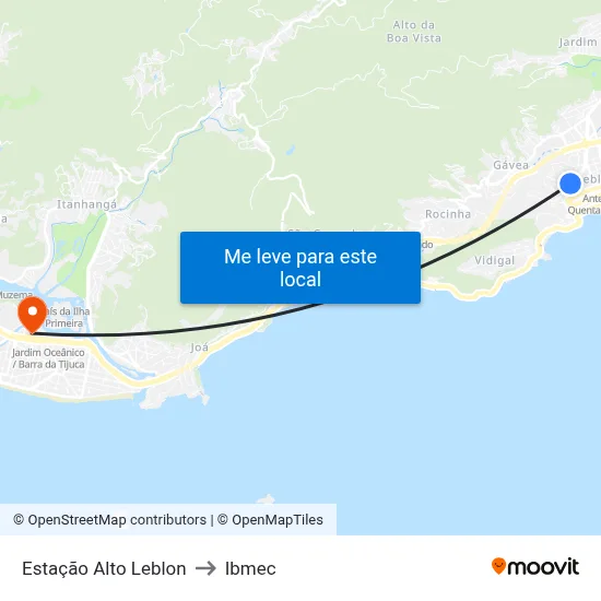 Estação Alto Leblon to Ibmec map