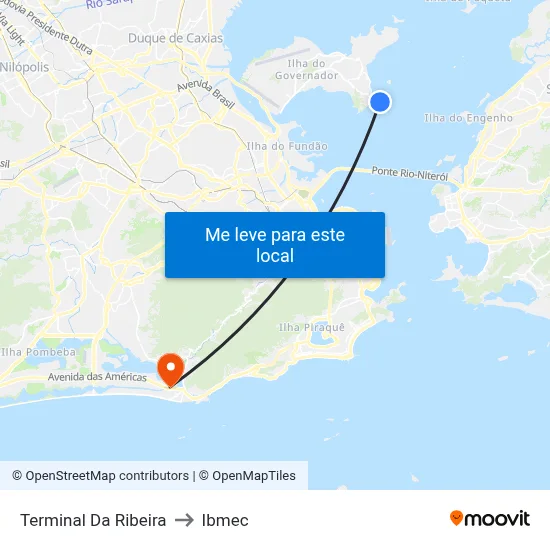 Terminal Da Ribeira to Ibmec map