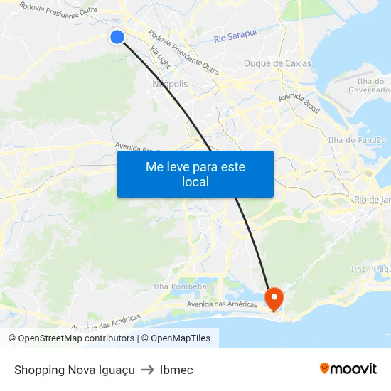 Shopping Nova Iguaçu to Ibmec map