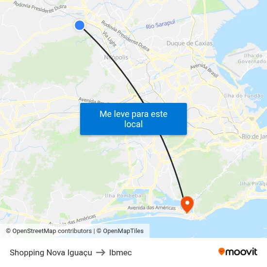Shopping Nova Iguaçu to Ibmec map