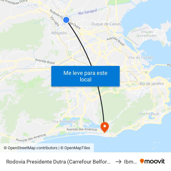 Rodovia Presidente Dutra (Carrefour Belford Roxo) to Ibmec map