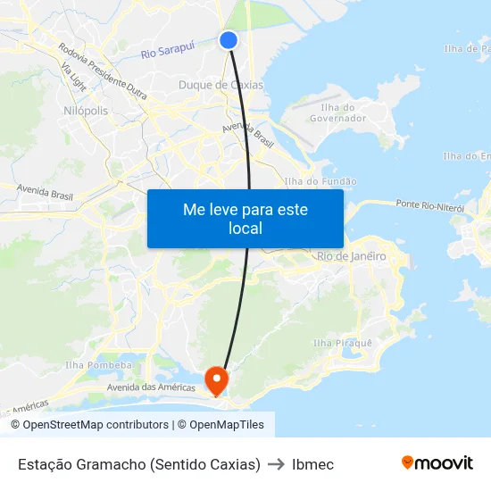 Estação Gramacho (Sentido Caxias) to Ibmec map