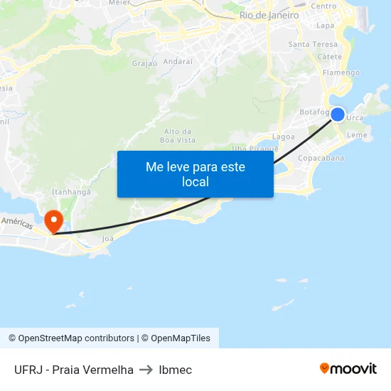 UFRJ - Praia Vermelha to Ibmec map