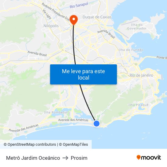 Metrô Jardim Oceânico to Prosim map