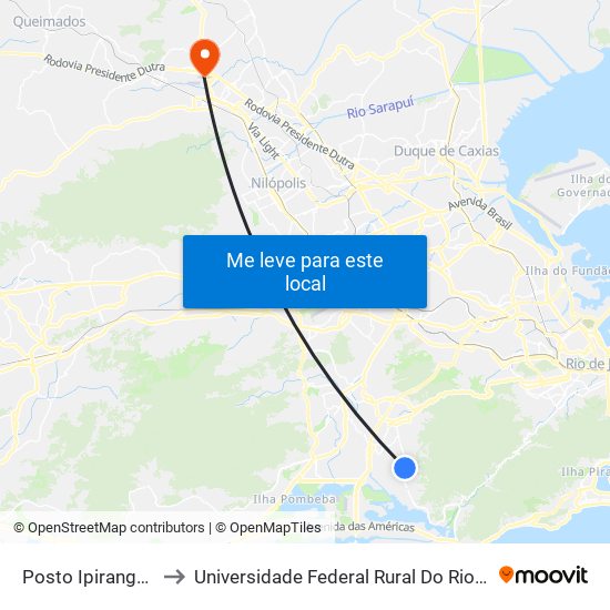 Posto Ipiranga / Jardim Clarice to Universidade Federal Rural Do Rio De Janeiro, Instituto Multidisciplinar map