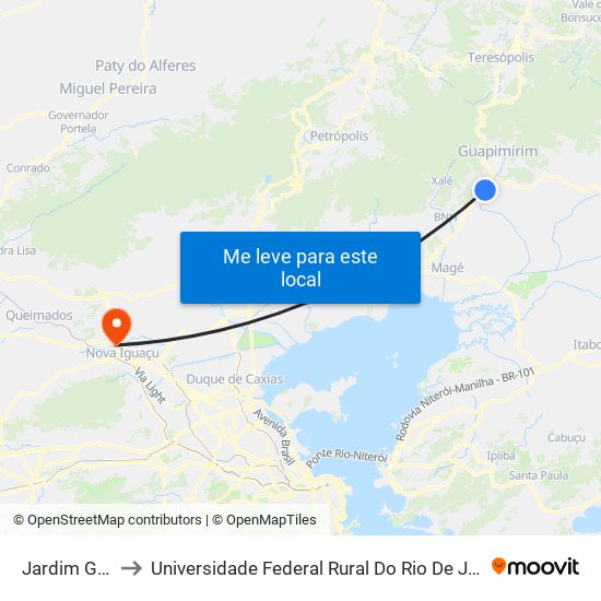 Jardim Guapimirim to Universidade Federal Rural Do Rio De Janeiro, Instituto Multidisciplinar map