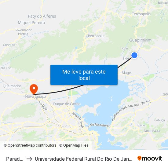 Parada Ideal to Universidade Federal Rural Do Rio De Janeiro, Instituto Multidisciplinar map