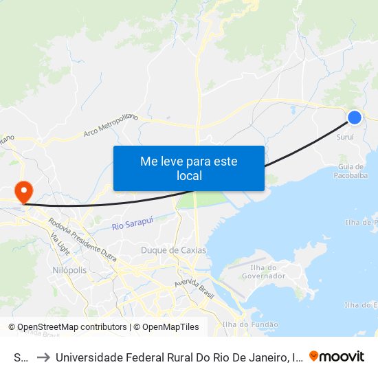 Suruí to Universidade Federal Rural Do Rio De Janeiro, Instituto Multidisciplinar map