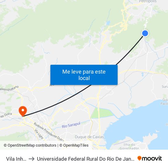 Vila Inhomirim to Universidade Federal Rural Do Rio De Janeiro, Instituto Multidisciplinar map