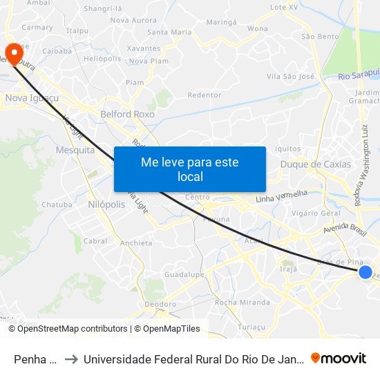 Penha Circular to Universidade Federal Rural Do Rio De Janeiro, Instituto Multidisciplinar map