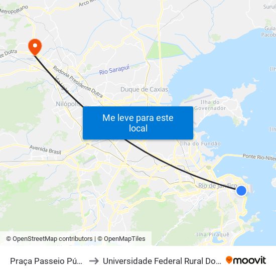 Praça Passeio Público (Sentido Santa Luzia) to Universidade Federal Rural Do Rio De Janeiro, Instituto Multidisciplinar map