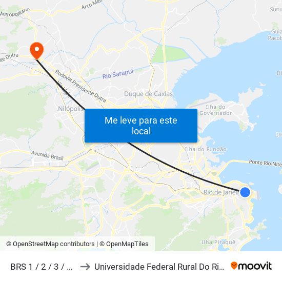 BRS 1 / 2 / 3 / 4 / 5 / I - Uruguaiana to Universidade Federal Rural Do Rio De Janeiro, Instituto Multidisciplinar map