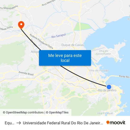 Equador to Universidade Federal Rural Do Rio De Janeiro, Instituto Multidisciplinar map