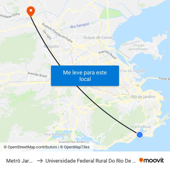 Metrô Jardim De Alah to Universidade Federal Rural Do Rio De Janeiro, Instituto Multidisciplinar map