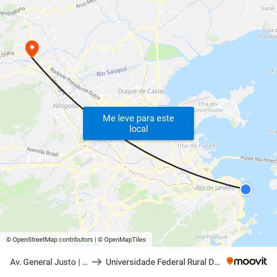Av. General Justo | Aeroporto Santos Dumont ✈ to Universidade Federal Rural Do Rio De Janeiro, Instituto Multidisciplinar map