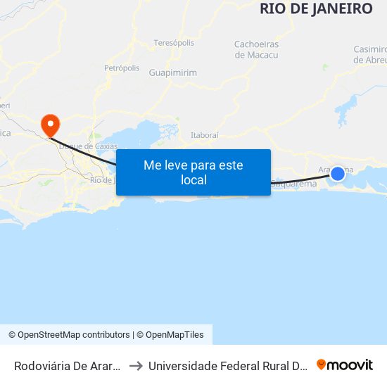 Rodoviária De Araruama - Rua Com. A. Carvalho to Universidade Federal Rural Do Rio De Janeiro, Instituto Multidisciplinar map