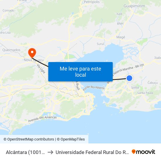 Alcântara (1001 - Linhas Rodoviárias) to Universidade Federal Rural Do Rio De Janeiro, Instituto Multidisciplinar map