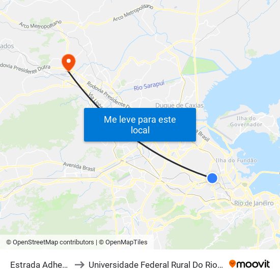 Estrada Adhemar Bebiano, 346 to Universidade Federal Rural Do Rio De Janeiro, Instituto Multidisciplinar map