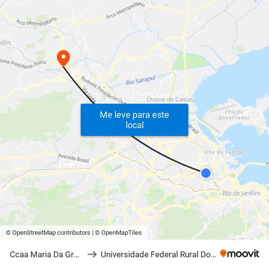 Ccaa Maria Da Graça | Metrô Maria Da Graça to Universidade Federal Rural Do Rio De Janeiro, Instituto Multidisciplinar map