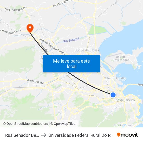 Rua Senador Bernardo Monteiro, 54 to Universidade Federal Rural Do Rio De Janeiro, Instituto Multidisciplinar map