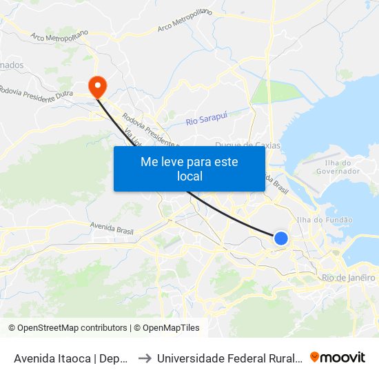 Avenida Itaoca | Depósito Do Mundial (Sentido Inhaúma) to Universidade Federal Rural Do Rio De Janeiro, Instituto Multidisciplinar map
