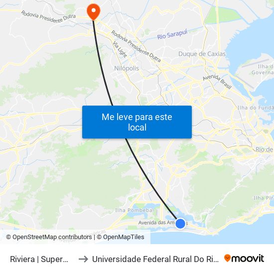 Riviera | Supermercardo Guanabara to Universidade Federal Rural Do Rio De Janeiro, Instituto Multidisciplinar map