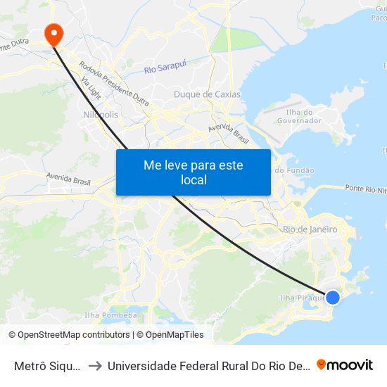 Metrô Siqueira Campos to Universidade Federal Rural Do Rio De Janeiro, Instituto Multidisciplinar map